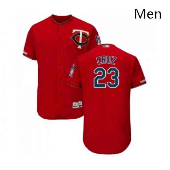 Mens Minnesota Twins 23 Nelson Cruz Scarlet Alternate Flex Base Authentic Collection Baseball Jersey